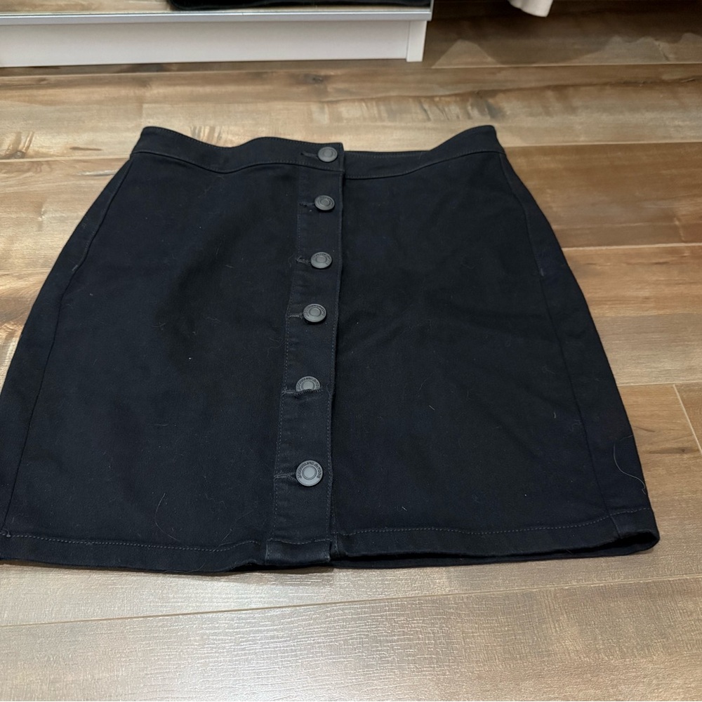 Black A-line Mini Skirt for Work